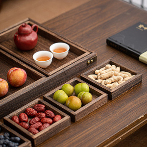 Ensemble de plateaux de service en bois de paulownia style chinois, 11 pièces, pour thé, en-cas, salon, multi-usages - Product Image 2