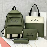 Nouveau Sac à Dos Pliable en Toile Écologique 4 Pièces pour Enfants, Sac Classique pour Ordinateur Portable Femme, Sac de Rangement pour Adolescentes Filles 30x13x42cm