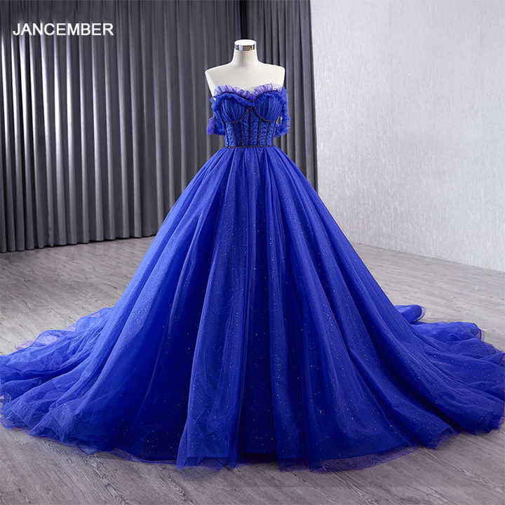 women's formal royal blue dress Modest Custom Made Elegant Royal Blue White Long Prom Dresses with App SposaBridal