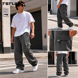 Pantalon de jogging cargo ample coupé-cousu en molleton épais 400 g/m², délavage vintage, style streetwear oversize, vente en gros - Product Image 6