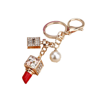 Porte-clés de luxe en métal, brillant effet gelée, avec strass et diamants, design mode, style féminin, pour femmes, sacs et voitures - Product Image 5