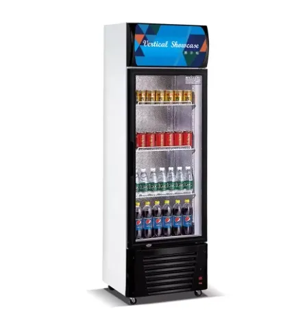 Equipo de congelador de refrigeración de supermercado comercial, escaparate de exhibición de bebidas con puerta de vidrio doble pequeño