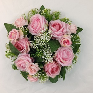 DAMAI Artificial Rose Silk Flower Wreath Wall Hanging <b>Door</b> Decor Wedding Party Home Farmhouse <b>Spring</b> Summer Wreath - Product Image 5