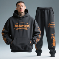 Ensemble sweat à capuche et pantalon large brodé en chenille personnalisé pour homme, sans minimum de commande