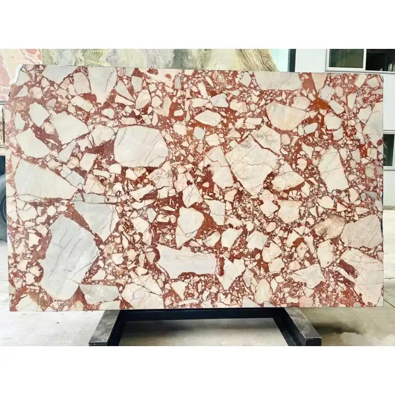 SHIHUI Engineered Marbles Chinese Natural Design Cut Stone Interior Red Polished Marble Slabs Tiles For Decoration Furniture