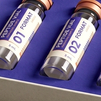 Boîte rigide personnalisée avec couvercle et base blancs, en carton gris, pour produits de soin personnel aux peptides, avec doublure en éponge et impression offset