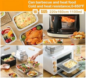 Barquettes rectangulaires jetables en aluminium recyclables et écologiques de grande taille, idéales pour le barbecue, les plats à emporter et la cuisson, en PET de qualité alimentaire - Product Image 3