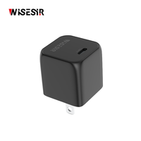 Chargeur rapide WISESIR EU/US/UK 20W GaN à port unique PD 3.0 Type-C avec protection OTP, adaptateur secteur à charge rapide