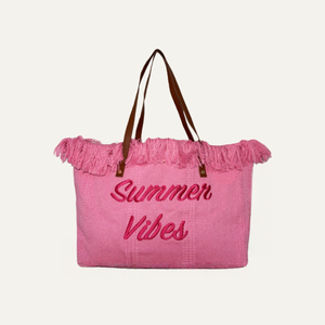 大容量刺绣字母帆布手提包女式现货重型厚布手提包单肩海滩旅行 - Product Image 2