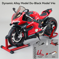 XLG 1:7 Ducati V4S Moto en alliage édition spray avec effets sonores et lumineux, cadeau d'anniversaire, jouet moto en alliage
