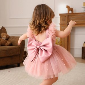 Vestido de Princesa para el Primer Cumpleaños de Bebés Niñas, Vestido de Fiesta con Mangas con Volantes Rosas, Tutú de Tul, Disfraz para Ceremonias y Actuaciones - Product Image 2