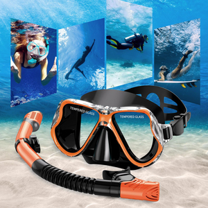 XIALE Máscara de buceo profesional y <span class=keywords><strong>Snorkel</strong></span> Set Lentes de vidrio con características antivaho para buceadores - Product Image 2