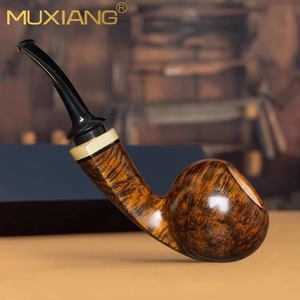 Muxiang Handmade Briar Wood Pipe Hollow Chamber Apple Shape For Men - Product Image 2