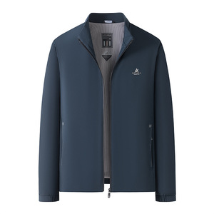 2024 autunno giacca da uomo Casual da uomo di mezza età anziani tinta unita con chiusura a cerniera con colletto verticale per papà - Product Image 1