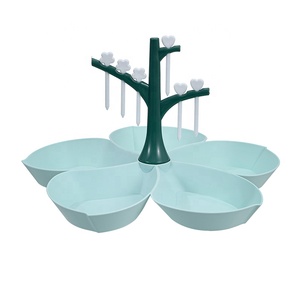 Assiette à collation en <span class=keywords><strong>treillis</strong></span> en plastique en forme de fleur plateau à fruits avec fourchettes pour bonbons et plateau de fruits/bol - Product Image 3