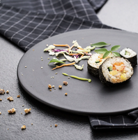 Assiettes à dîner en mélamine noire mate écologiques personnalisables, style classique, vaisselle durable pour restaurants et hôtels, vente en gros