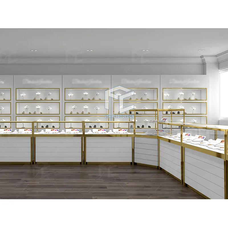Modeschmuck-Vorführschrank Luxus Einzelhandel Uhrenladen Glas-Vorführschrank individuelles Schmuckladen-Möbel Design