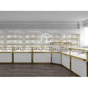 خزانة عرض للمجوهرات الفاخرة طاولة عرض زجاجية للمتاجر بيع بالجملة للمجوهرات تصميم أثاث متجر مخصص
