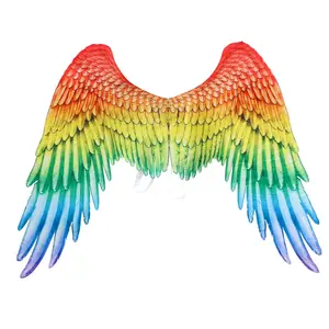 Sayap bulu malaikat Halloween Natal Anak Dewasa Gaun Halloween pesta Cosplay hewan realistis sayap bulu warna-warni