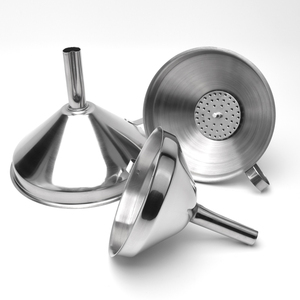 Corong Transfer anggur, tumpahan cair dapur Stainless Steel dengan Filter jala dengan pegangan untuk penggunaan langsung pada peralatan rumah - Product Image 1