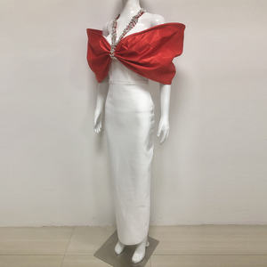 <span class=keywords><strong>Robe</strong></span> <span class=keywords><strong>de</strong></span> soirée <span class=keywords><strong>longue</strong></span> élégante et luxueuse à épaules dénudées, col en V, avec strass, nœud <span class=keywords><strong>rouge</strong></span>, <span class=keywords><strong>robe</strong></span> moulante pour femmes, <span class=keywords><strong>robe</strong></span> <span class=keywords><strong>de</strong></span> soirée formelle - Product Image 3