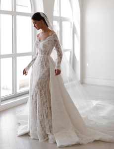 فستان زفاف Mily MW406 برقبة على شكل حورية البحر فستان زفاف بأكمام طويلة فستان زفاف رومانسي من الدانتيل فستان زفاف Vestidos De Novia - Product Image 2