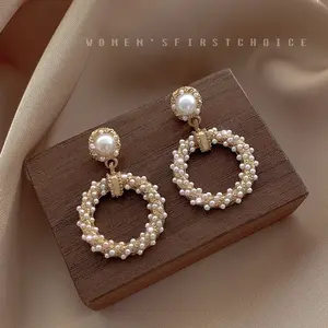 Fashion Jewelry S925 Silver Plated Crystal Enamel Pearls South Korean Heart Pearl Earrings For Women