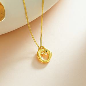 Women's S925 Pure <b>Silver</b> 18K Gold Plated <b>Necklace</b> With Light Luxury Irregular Circle Pendant Fine Chains Jewelry Accessories - Product Image 2