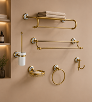 Ensemble d'accessoires de salle de bain en alliage de cuivre de style antique à fixer au mur : porte-serviettes, anneau porte-serviettes, crochet, brosse WC, porte-savon – Idéal pour appartement vintage