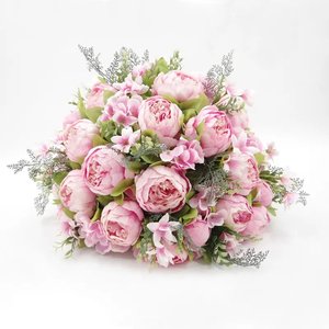 Arreglo de Peonías de Seda Rosa, Bola de Flores Artificiales Ecológicas, Hechas a Mano, Modernas y de Lujo, Personalizables para Bodas Grandes - Product Image 1