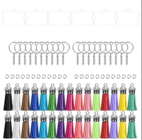120-teiliges Schlüsselanhänger-Set aus Legierung: Rohlinge mit Kreismuster, Quasten, Schlüsselringe, Biegeringe für DIY-Vinyl-Bastelarbeiten