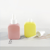 Flacon compte-gouttes en verre brillant de 30 ml, jaune et rose, couleur bonbon, forme carrée