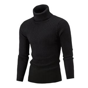 Pull en tricot à col roulé automne-hiver pour hommes, couleur unie, pull coupe ajustée, chemise décontractée et chaude - Product Image 4