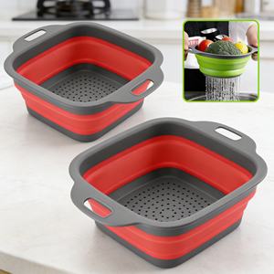 Passoire pliable en silicone pour fruits et légumes, panier de lavage, égouttoir pliable avec poignée - Product Image 1