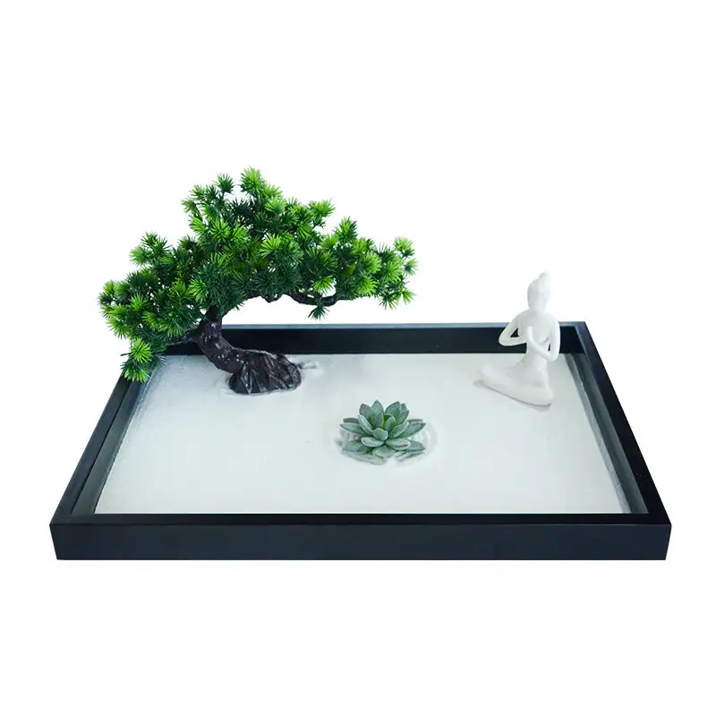 Custom Artificial Plants Japanese Tabletop Zen Sand Garden Gift Rock For Office Home Desktop Meditation Mini Zen Garden