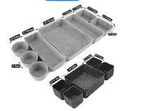 Ensemble de 3 organiseurs de tiroir en feutre non tissé gris personnalisé, boîte de rangement de bureau moulée monobloc pour la maison, le bureau, les bijoux et les articles en vrac