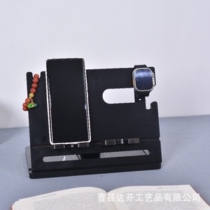 Wooden Creative Lazy Phone Stand Black 25.5x19x17cm Multifunctional Desktop Storage <b>Rack</b> For Watches <b>Glasses</b> Keys Jewelry - Product Image 4