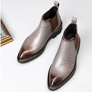 Bottes Chelsea en cuir ajouré - Chaussures décontractées respirantes à plateforme et semelle épaisse en cuir véritable pour hommes - Product Image 2
