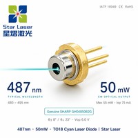 Diode laser verte personnalisée SHARP 488nm 50mW TO-18 5,6mm Stylo laser PPT GH04V01A2GC