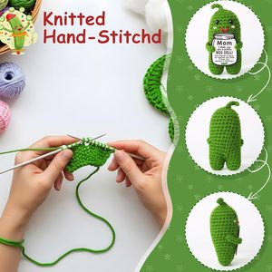 Poupée en peluche crochetée à <span class=keywords><strong>la</strong></span> main en forme de cornichon, cadeau amusant et positif pour <span class=keywords><strong>la</strong></span> fête des Mères, pour maman, fille, fils, figurine et jouet de Noël - Product Image 4