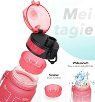Bouteilles d'eau de sport Tritan 1000 ml, Bouteille d'eau motivante 32 oz avec marqueur de temps, Gourde de sport en plastique avec paille pour le fitness