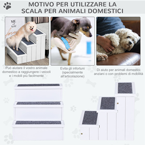 PawHut 3 Step <b>Dog</b> Stairs with Non-Slip Mat and Internal Storage, 40.5x44. 5x38cm, White - Product Image 4