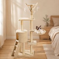 Arbre à chat multi-niveaux haut de gamme, écologique et durable, avec condo, hamac et poteaux à gratter en sisal pour chats d'intérieur |   Carton personnalisé