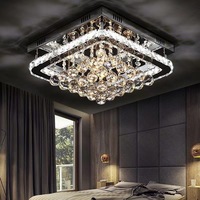 Lustre LED moderne de luxe pour salon, chambre à coucher, décoration intérieure, simple, carré, télécommande, cristal