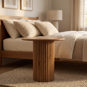 Mesa de Centro Redonda de Madera Hecha a Mano Estilo Vintage, Mesa Auxiliar Rústica para Espacios Pequeños, para Sala de Estar, Dormitorio, Entrada - Product Image 6