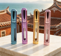 Prêt à expédier – Flacon vaporisateur de parfum cylindrique en verre doré de 10 ml, rechargeable, avec bouchon à vis