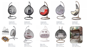 Chaise balançoire suspendue en rotin PE imperméable moderne chaise balançoire extérieure durable avec coussin pour les loisirs pour la chambre à coucher - Product Image 6