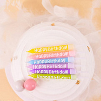 Boîte à gâteau d'anniversaire avec bougie, impression couleur macaron, Joyeux Anniversaire
