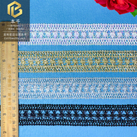 LEIXUSI Ruban en dentelle métallique or et argent de 3 cm, ruban ajouré au crochet pour robe victorienne, artisanat DIY, textile de maison