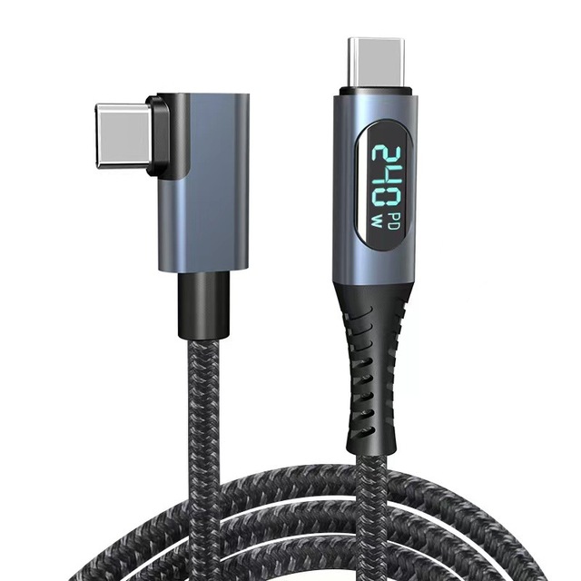 LED Power Display E-Marker PD 240W Fast Charging 10Gbps 20Gbps 40Gpbs Data n USB Type C to Type C Nylon Thunder 3 Cable